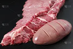 猪,猪肉,肾,黑色背景,动物肾脏,水平画幅,动物内脏,生食,牛排,黑色