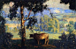 丹尼尔·加伯Daniel Garber（1880-1958）“也许我与一般山水画家的工作有所不同的原因是我在整体中有大量细节。毕竟，画画是将所有东西都纳入其中，而又像管弦乐队只取其整而使一切产生一种和谐的感觉。”
丹尼尔·加伯美国印象派画家的领军人物。丹尼尔·加伯的绘画风格以柔和的阳光和颜色鲜艳的特点著称。他对风景、近处日常场景都有诗意的描述，对象主要是他的妻子和孩子，作品中使用各种各样的鲜艳色彩来有效地创造逼真的深度和光线，仿佛一切都罩在大气的玻璃球内一样精致美丽。
