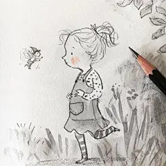 手绘黑白简笔画~   by doodleyboo ​ ​​​​