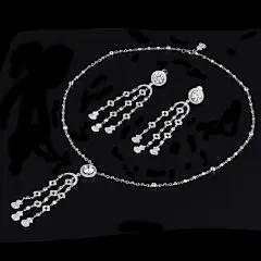 欧美大牌apm925纯银锆石流苏葫芦项链星光闪闪套装毛衣链晚宴项圈-淘宝@北坤人素材