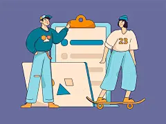 运营插画 | 图源免费EPS文件 |商务人员操作工作场景的扁平矢量插画