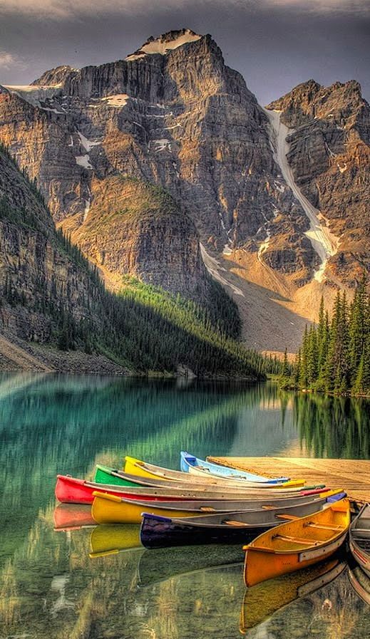 Colorful canoes on M...