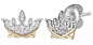 耳钉耳环，皇冠元素，日韩小清新情人节送礼 异性钻石18K金材质 ，分色工艺韩国品牌
