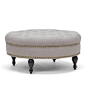 Beige Linen Modern Tufted Ottoman