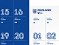 England U21 : The logo is simple following a circular geometric grid system, using a positive and negative form (stripes) for the numbers 2 and 1. The colour palette is identical with the well known English crest (3 lions) where the logo can also be used