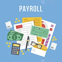 Payroll, invoice sheet flat illustration. Top view. Flat vector illustration