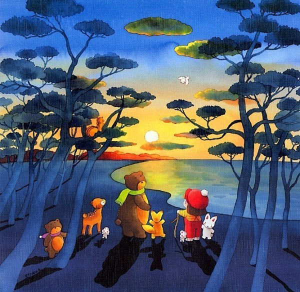 温暖的童话类治愈系插画