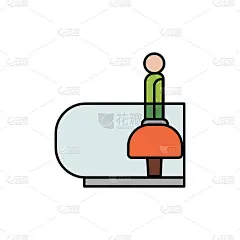 乘客，人行道，交通线路彩色图标。机场元素，旅游插图图标。标志、符号可用于网页、logo、手机应用、U