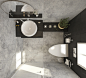 guest restroom : modern design for guest restroom in black and gray mood 