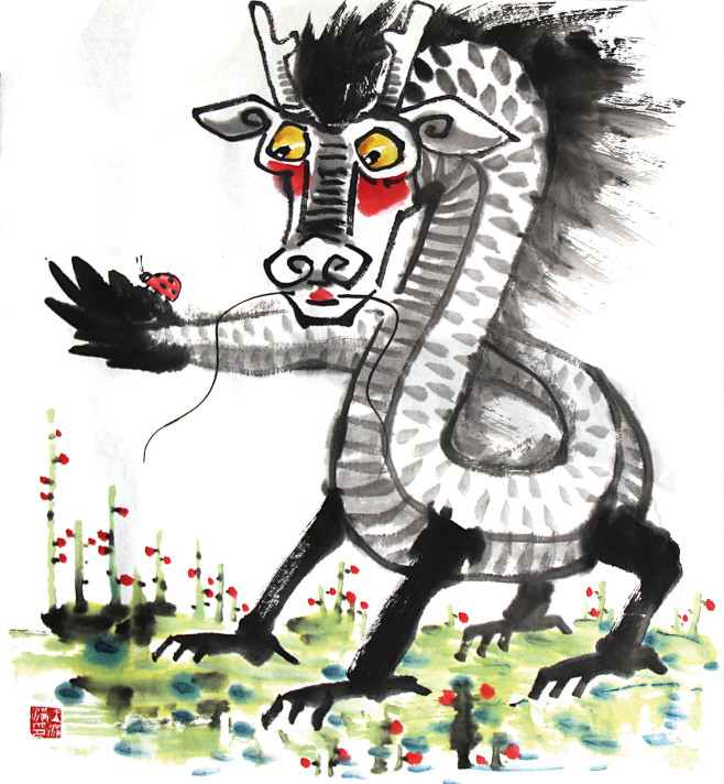 画儿晴天宣纸水墨十二生肖插画套图生肖龙