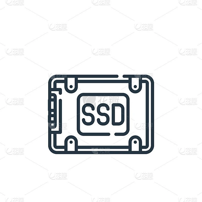 SSD图标向量从硬件概念。ssd可编辑笔触的细线插图。SSD线性标识用于web和移动应用程序，标志，图片_其他图片图片素材-花瓣网