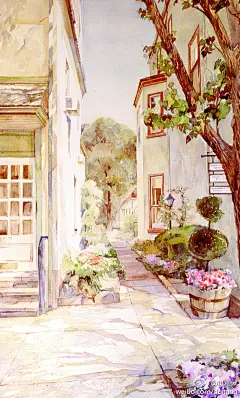 美国女插画家Lena Akhumova的水彩插画作品，细腻温暖的画面，好像阳光洒在身上。 