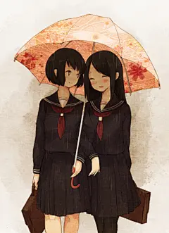 友情 唯美 意境 闺蜜 动漫 插画