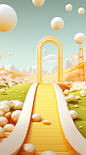 golden gate screenshot screenshot 4, in the style of whimsical animation, light white and gold, pastoral landscape, soft and rounded forms, uhd image, playfully conceptual, asymmetric compositions