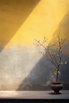 古墙边的腊梅象征