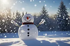 户外冬季雪人摄影图