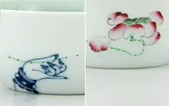 新中式 原创手绘青花粉彩 佛手荷花莲花茶杯 品茗杯 禅意 4只装
