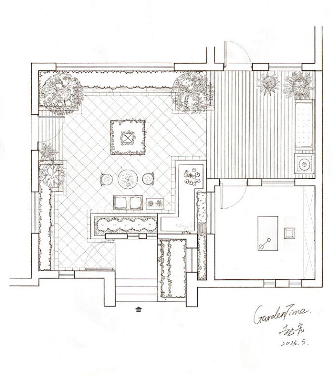 【庭院设计】手绘庭院设计图