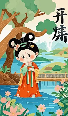 古典胖女孩矢量图形插画元素