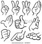 Vector illustration of humanâ??s hands in different poses.