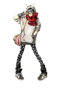 西柚向西采集到服装插画