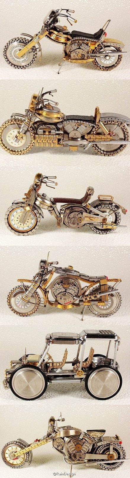 【旧手表做出的摩托车模型】美国强人Dmi...