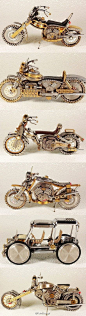【旧手表做出的摩托车模型】美国强人Dmitry Khristenko作品。