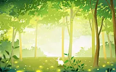 卡通手绘森林原创插画海报森林插画