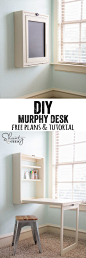 Free DIY Furniture Project Plan from Shanty2Chic: Learn How to Build a Murphy Desk with Storage