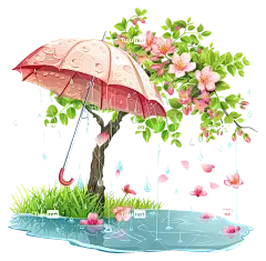 花之美-樱花树下打伞的人