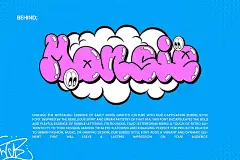 Monsie-Bubble Graffiti Font复古Y2K风手绘涂鸦气泡泡泡卡通海报电影杂志标题英文字体 – 图渲拉-高品质设计素材分享平台