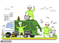 垃圾车 街道清理 绿色环卫工 团队协作插图插画设计AI tid111t002189图片下载-优图网