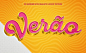Realistic fun summer logo pink with yellow for makeup