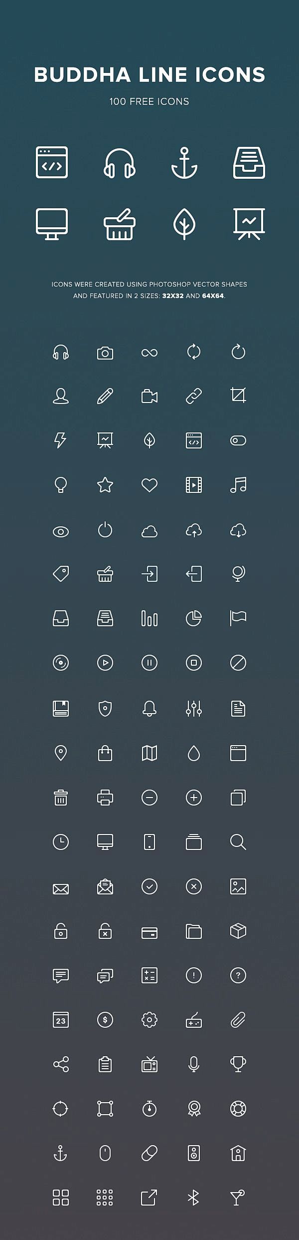 Buddha Line Icons Fr...