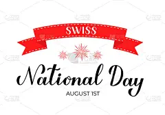 瑞士国庆日手写字体。瑞士假日排版海报。易于编辑矢量模板横幅，传单，贴纸，衬衫，贺卡，明信片等