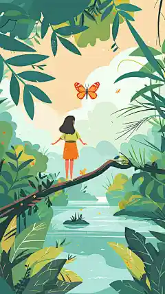 插画背景女孩海报背景通用背景 (5)