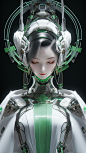 asahi9110_Chinese_beauty_robot_3D_face_white_and_green_skin_del_c