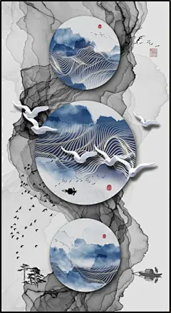 新中式装饰画（高清喷绘，晶瓷画）