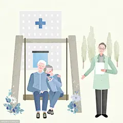 人物爷爷奶奶医疗家庭生活温馨插图插画设计