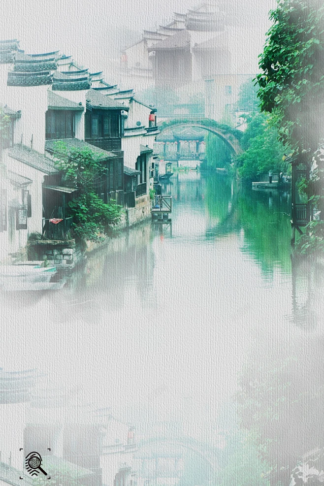 旅游海报烟雨江南 烟雨江南 高清背景 背景 设计图片 免费下载 页面网页 平面电商 创意素材-花瓣网