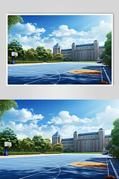 AI数字艺术校园学校操场场地摄影图