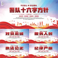 警队十六字方针展板系列