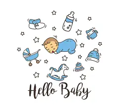 可爱手绘婴儿宝宝元素矢量图形素材