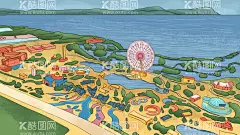 云南七彩欢乐世界  - 源文件下载【酷图网】云南,昆明,滇池,西山,七彩欢乐世界,游乐园,插画,