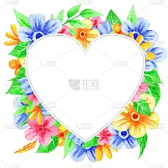 剪纸风格的水彩野花内框与复制空间。简单而美丽的构图。适合纸卡，标志，标签，标签，剪贴簿，贴纸包，宝宝
