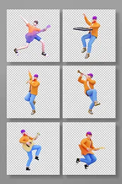 3D音乐角色立体C4D模型PNG免抠元素