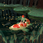 firefly fish forest koi lake summer swim Tree  water woods