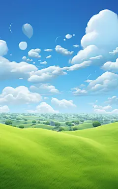 春天蓝天白云草地壁纸