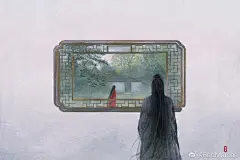古风插画《留白》，相遇-相识-相别-相忘，一个隐于岁月的小片段 ​​​​