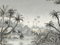 Traditional wallpaper / nature pattern / panoramic / handmade - TROPICAL VIEWS : TRV-100 - Paul Montgomery Studio